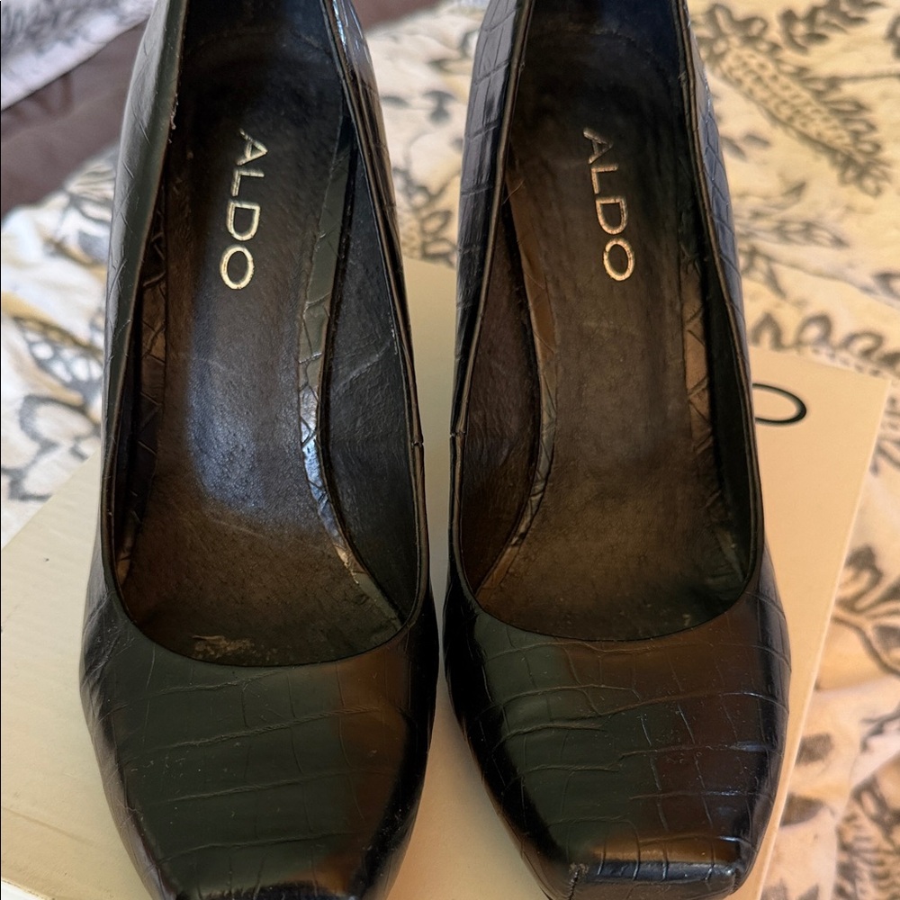 Aldo Black Textured Heels
